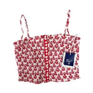 NWT Roller Rabbit x Target Red Floral Smocked Crop Top Size XS